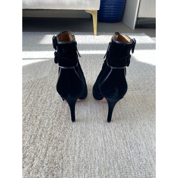 Aquazzura Elena Velvet Ankle Lace-Up Boots in Black Size 36 - Picture 8 of 11